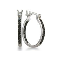 1/4ct Inside Out Black Diamond Hoop Earrings in Sterling Silver
