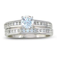 Perfect 1ct Engagement Ring and Wedding Band Set, White Gold