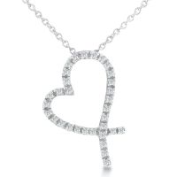 Floating Diamond Heart Necklace in Sterling Silver With 18 Inch Chain