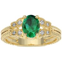 Beautiful 1 1/2ct Emerald and Diamond Ring in 10k Yellow Gold