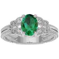 Beautiful 1 1/2ct Emerald and Diamond Ring in 10k White Gold