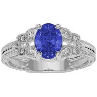Beautiful 1 1/2ct Tanzanite and Diamond Ring in 10k White Gold