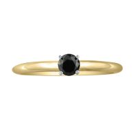 1/4ct Black Diamond Solitaire Ring in 10k Yellow Gold