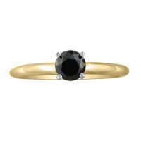 From $129.99 - Black Diamond Solitaire Ring in Yellow Gold, Available in 1/8ct to 2ct