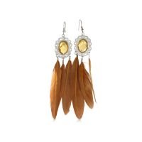 6" brown feather earrings