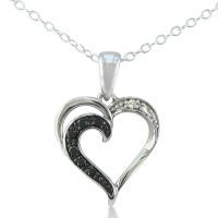 Black & White Diamond Heart Pendant