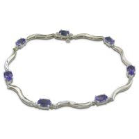 3ct Light Amethyst and Diamond Bracelet, Sterling Silver