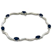 3ct Sapphire and Diamond Bracelet, Sterling Silver