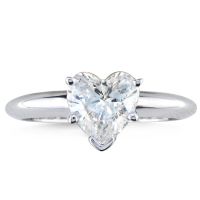 Serious DEAL!  Only a FEW! 1ct Heart Shaped Diamond Solitaire Ring, 14k White Gold, Available in 1/2 and 3/4ct.
