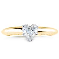 1/2ct Heart Shaped Diamond Solitaire Ring, 14k Yellow Gold