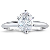 Amazing Price! 1ct Oval Shaped Diamond Solitaire Ring, 14k White Gold. You Won't Believe This!