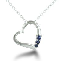 1/8ct Three Stone Sapphire Pendant, Sterling Silve