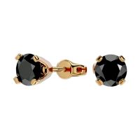 1ct Black Diamond Stud Earrings, 14k Yellow Gold