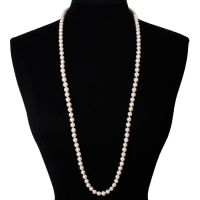 36 inch 8mm AAA Pearl Necklace with 14k Yellow Gold Clasp

