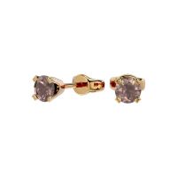 1/4ct Chocolate Bar Brown Champagne Diamond Stud Earrings in Yellow Gold