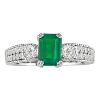 Carved Antique Emerald and Diamond Ring
