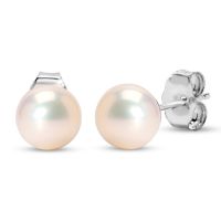 6mm Cultured Pearl Stud Earrings in 14 Karat White Gold