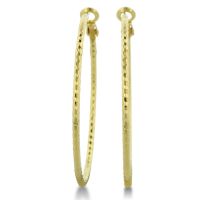 24 Karat Yellow Gold Overlay on Brass Etched Hoop Earrings, 2 Inches