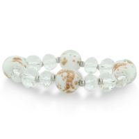White Murano Glass and Crystal Bead Bracelet