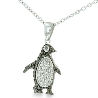 Diamond penguin clearance pendant