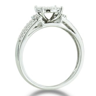 1/3ct Big Looking Round Center Diamond Engagement Ring Bridal Set