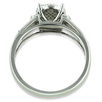 1/3ct Big Looking Round Center Diamond Engagement Ring Bridal Set