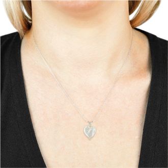 Heart Shaped Natural Freshwater Pearl On 18 Inch Silver Plated Necklace