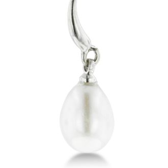Huge 8-9mm Solitaire White Drop Freshwater Pearl Dangle Earrings