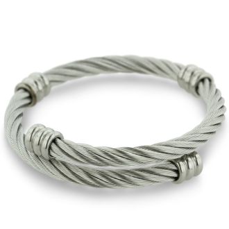 Women's Twisted Wire Stainless Steel Cuff Bracelet