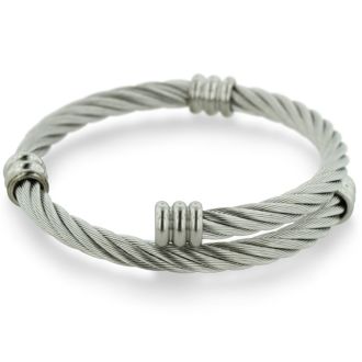 Women's Twisted Wire Stainless Steel Cuff Bracelet
