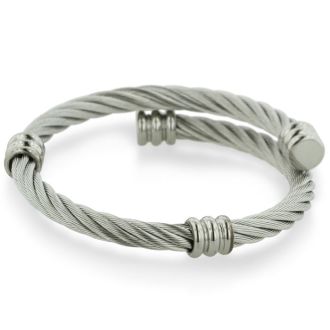 Women's Twisted Wire Stainless Steel Cuff Bracelet