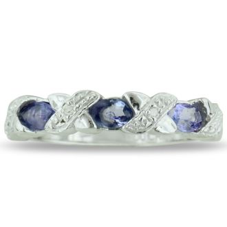 3/4ct Tanzanite And Diamond Ring In Sterling Silver, Size 5