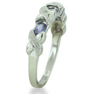 3/4ct Tanzanite And Diamond Ring In Sterling Silver, Size 5