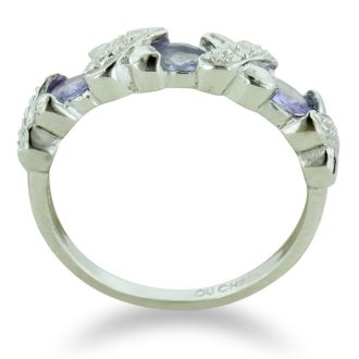 3/4ct Tanzanite And Diamond Ring In Sterling Silver, Size 5