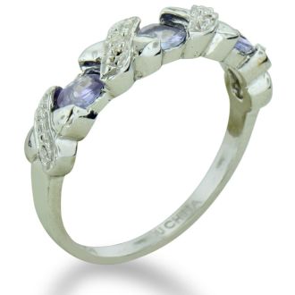 3/4ct Tanzanite And Diamond Ring In Sterling Silver, Size 5