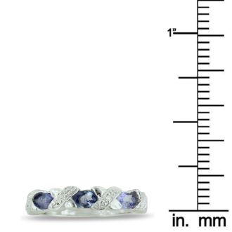 3/4ct Tanzanite And Diamond Ring In Sterling Silver, Size 5