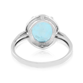 3 1/2ct Blue Topaz And Diamond Ring In Sterling Silver, Ring Sizes Available 5-8