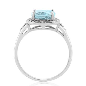 3 1/2ct Blue Topaz And Diamond Ring In Sterling Silver, Ring Sizes Available 5-8