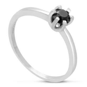 BLOWOUT 1/2ct Black Diamond Ring In Sterling Silver