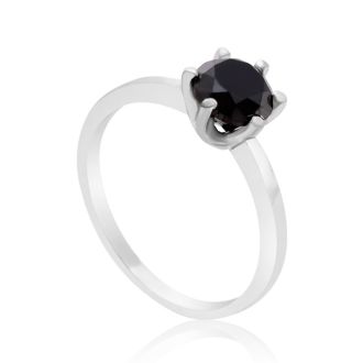 1ct Black Diamond Ring In Sterling Silver