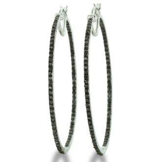 Black hoop earrings with diamonds top