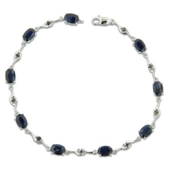 6ct Sapphire and Black Diamond Bracelet in Sterling Silver