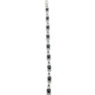 6ct Sapphire and Black Diamond Bracelet in Sterling Silver