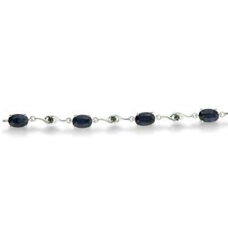 6ct Sapphire and Black Diamond Bracelet in Sterling Silver