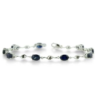 6ct Sapphire and Black Diamond Bracelet in Sterling Silver