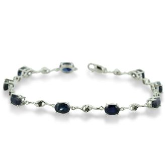 6ct Sapphire and Black Diamond Bracelet in Sterling Silver
