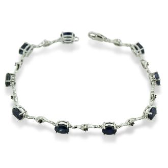6ct Sapphire and Black Diamond Bracelet in Sterling Silver