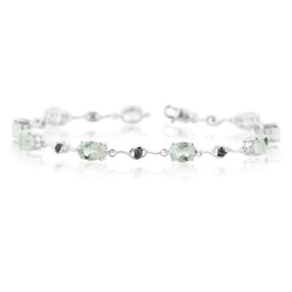 6ct Green Amethyst and Black Diamond Bracelet, 7 inches
