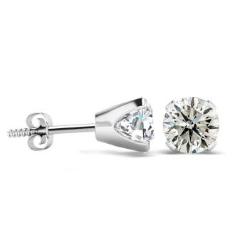2 Carat Diamond Stud Earrings In 14 Karat White Gold.Very White And Shiny!  Beautiful!