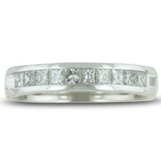 1/2 Carat Diamond Wedding Band In 14 Karat White Gold